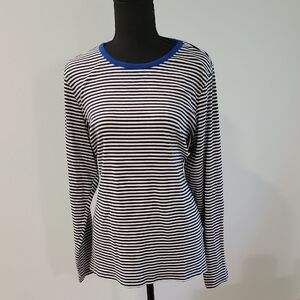 Land's End Long Sleeve Navy Striped T-Shirt  Women's 2X
